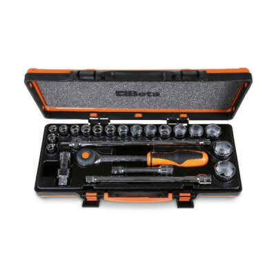 Assortiment de 17 clés à douilles hexagonales et 5 accessoires en thermoformes rigides, en coffret métal