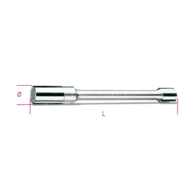 Clé à douille polygonale avec carré femelle 1/2", type long, pour bougies 14 MM 9/16 "