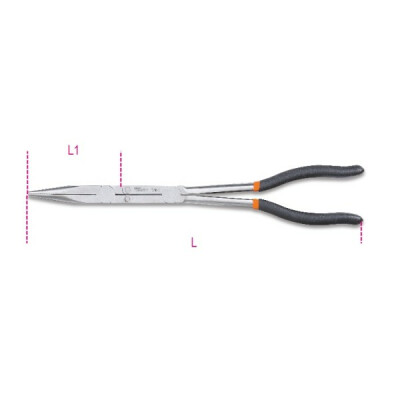 Pince demi-ronde droite granulée très longue
