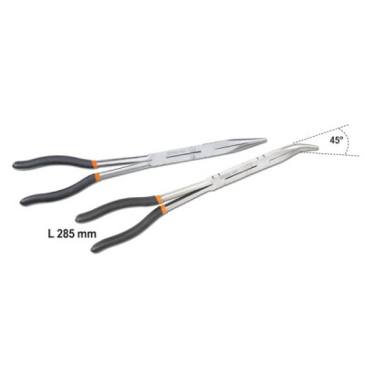 Jeu de 2 pinces double becs demi-ronds très longs à granulés
