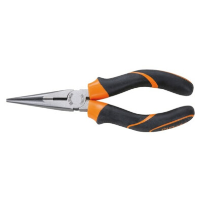 ?Pince becs demi-ronds droits très longs et granuleux, manches bi-matière, finition industrielle 160 MM