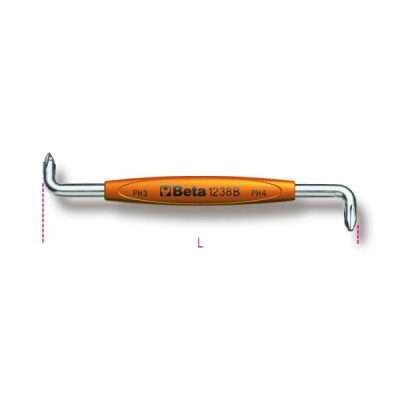 Tournevis coudé pour vis cruciformes Phillips® PH 1-2