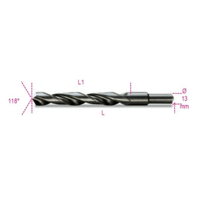 Foret série courte en acier HSS, cylindrique, bruni, à queue réduite (diamètre 13 mm) diamètre 19,5 MM