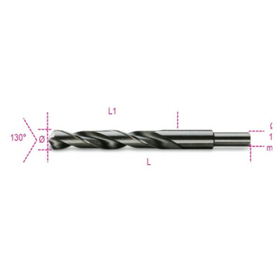 Foret série courte en acier HSS complètement rectifié bruni à queue réduite (diamètre 13 mm) diamètre 19 MM