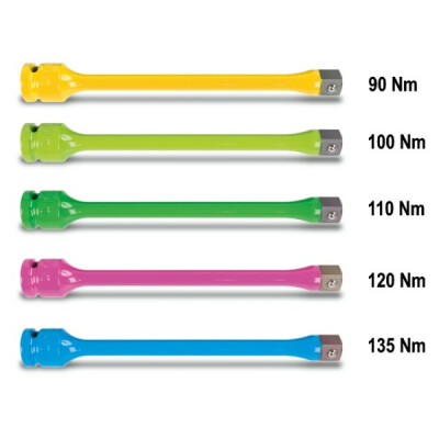 Barre de torsion à choc colorée pour écrous de roue VL avec raccord carré mâle et femelle 1/2" Nm 120