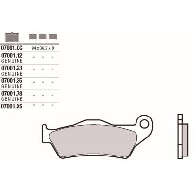 Jeu de plaquettes de frein BREMBO 07001XSBRE