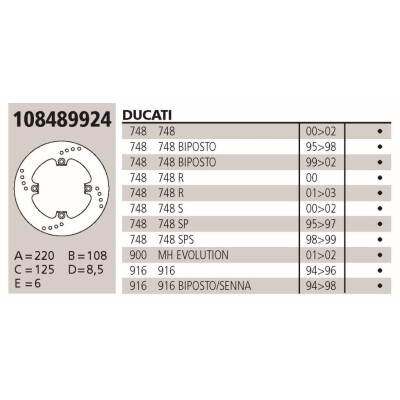 Disque de frein Brembo d'origine DUCATI 748/DIVERS