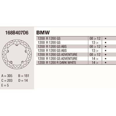Disque de frein Brembo BMW 305MM 168B407D6BRE