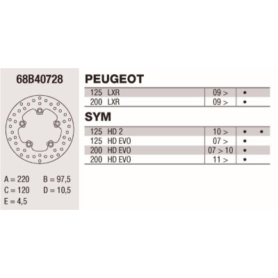 Disque de frein Brembo DP 220X4,5 68B40728BRE