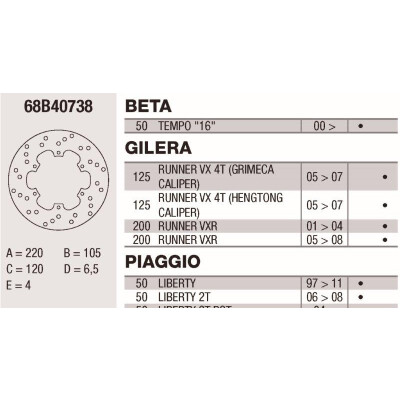 Disque de frein Brembo DP 220X4 68B40738BRE