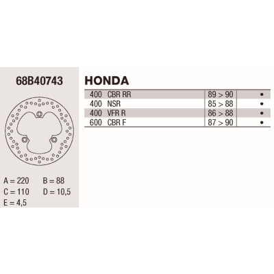 Disque de frein Brembo DP 220X4,5 68B40743BRE
