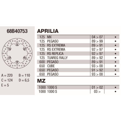 Disque de frein Brembo DP 220X5 68B40753BRE
