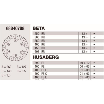 Disque de frein Brembo DP 260X3.7 68B407B8BRE