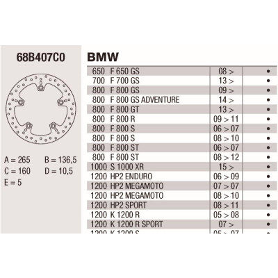 Disque de frein Brembo DP 265X5 68B407C0BRE