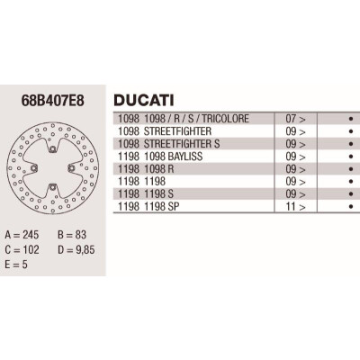 Disque de frein Brembo DP 245X5 68B407E8BRE