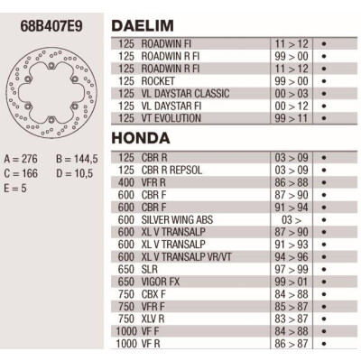 Disque de frein Brembo DP 276X5 68B407E9BRE