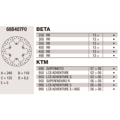 Disque de frein Brembo DP 240X5 68B407F0BRE