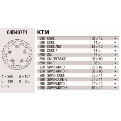Disque de frein Brembo DP 240X5 68B407F1BRE