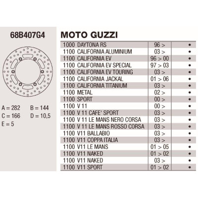 Disque de frein Brembo 282X5 68B407G4BRE