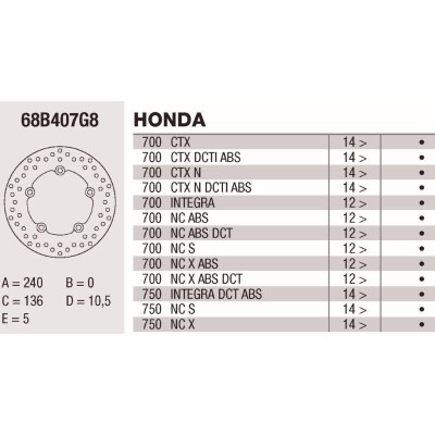 Disque de frein Brembo 240X5 68B407G8BRE