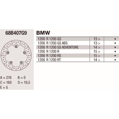 Disque de frein Brembo BMW ARRIERE 276X5