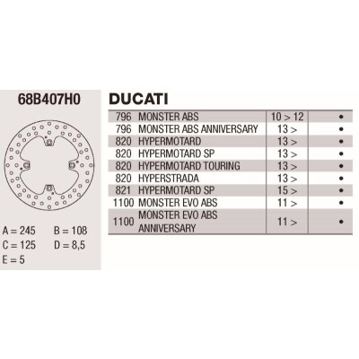Disque de frein Brembo 245X5 68B407H0BRE