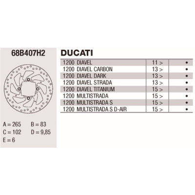 Disque de frein Brembo 265X6