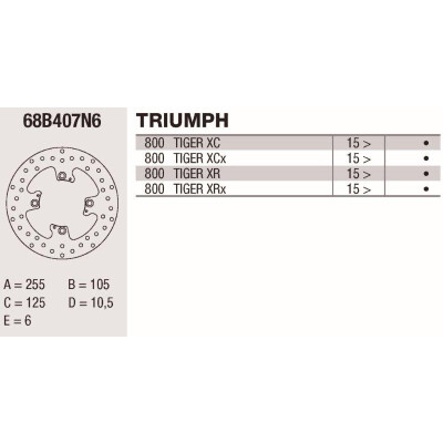 Disque de frein Brembo DP 255X6 68B407N6BRE