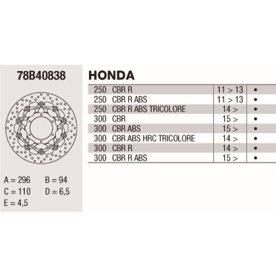 Disque de frein Brembo DC 296X4.5