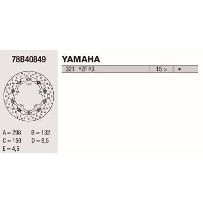 Disque de frein Brembo DC 298X4,5 78B40849BRE