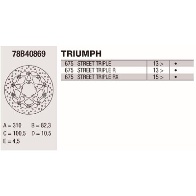 Disque de frein Brembo DC 310X4,5 78B40869BRE
