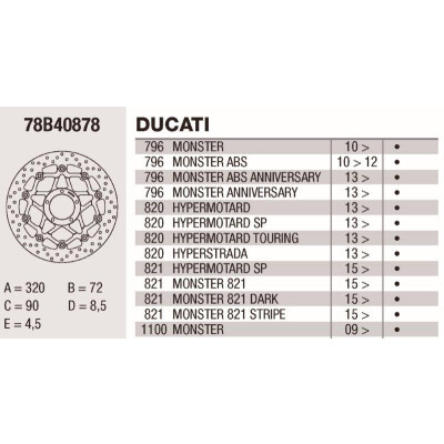Disque de frein Brembo DP 320X4.5 78B40878BRE