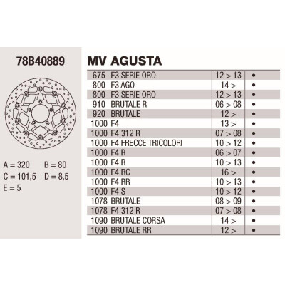 Disque de frein Brembo DC 320X5 78B40889BRE