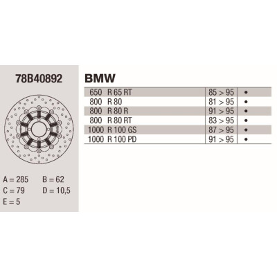 Disque de frein Brembo 285x5 78B40892BRE