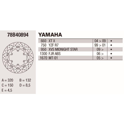 Disque de frein Brembo DC 320X4.5 78B40894BRE
