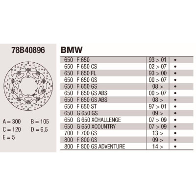 Disque de frein Brembo DP 300X5 78B40896BRE