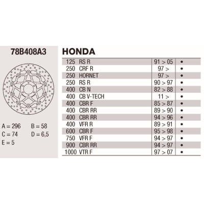 Disque de frein Brembo DC 296X5