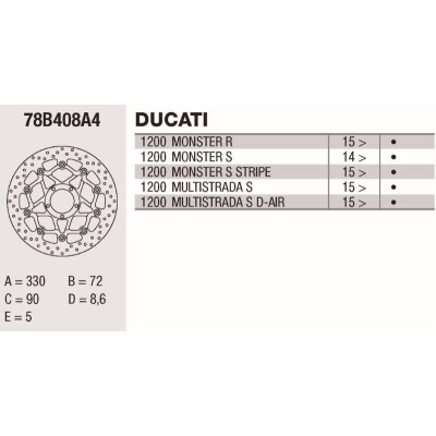 Disque de frein Brembo DC 330X5 78B408A4BRE