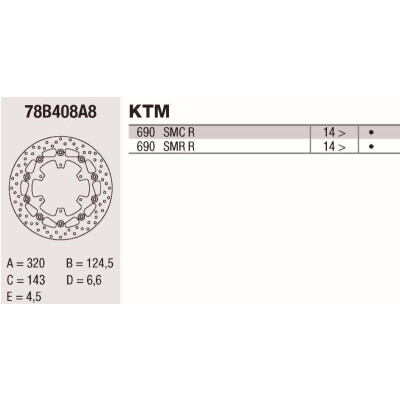 Disque de frein Brembo DC 320X4.5 78B408A8BRE