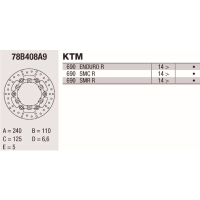 Disque de frein Brembo DC 240X4,5