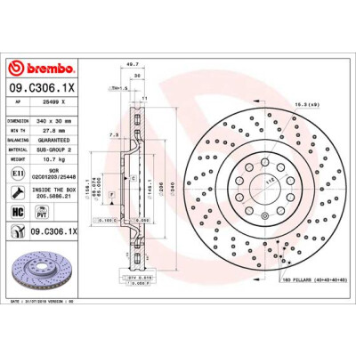Disque de frein BREMBO 09.C306.1X
