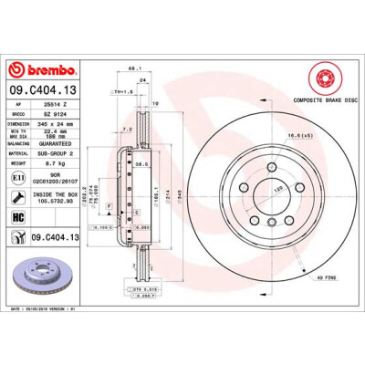Disque de frein BREMBO 09.C404.13