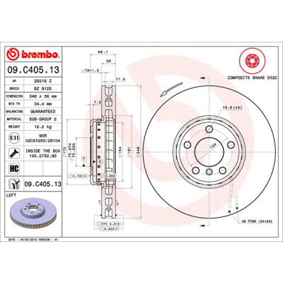 Disque de frein BREMBO 09.C405.13