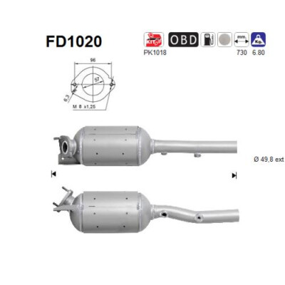 Filtre à particules/suie, système d'échappement AS FD1020