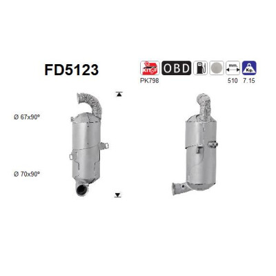 Filtre à particules/suie, système d'échappement AS FD5123