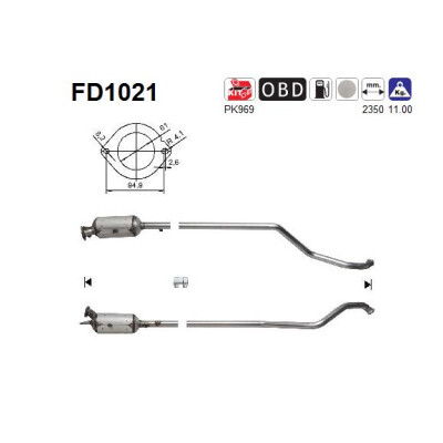 Filtre à particules/suie, système d'échappement AS FD1021