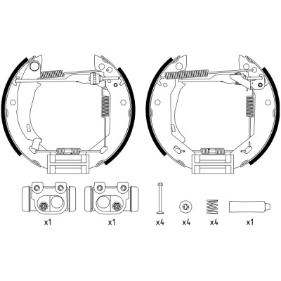 Jeu de mâchoires de frein HELLA 8DB 355 003-881