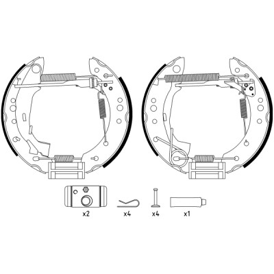 Jeu de mâchoires de frein HELLA 8DB 355 004-741