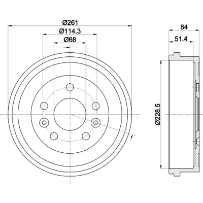 tambour de frein HELLA 8DT 355 303-151