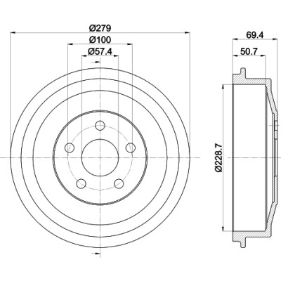 Tambour de frein HELLA 8DT 355 303-101